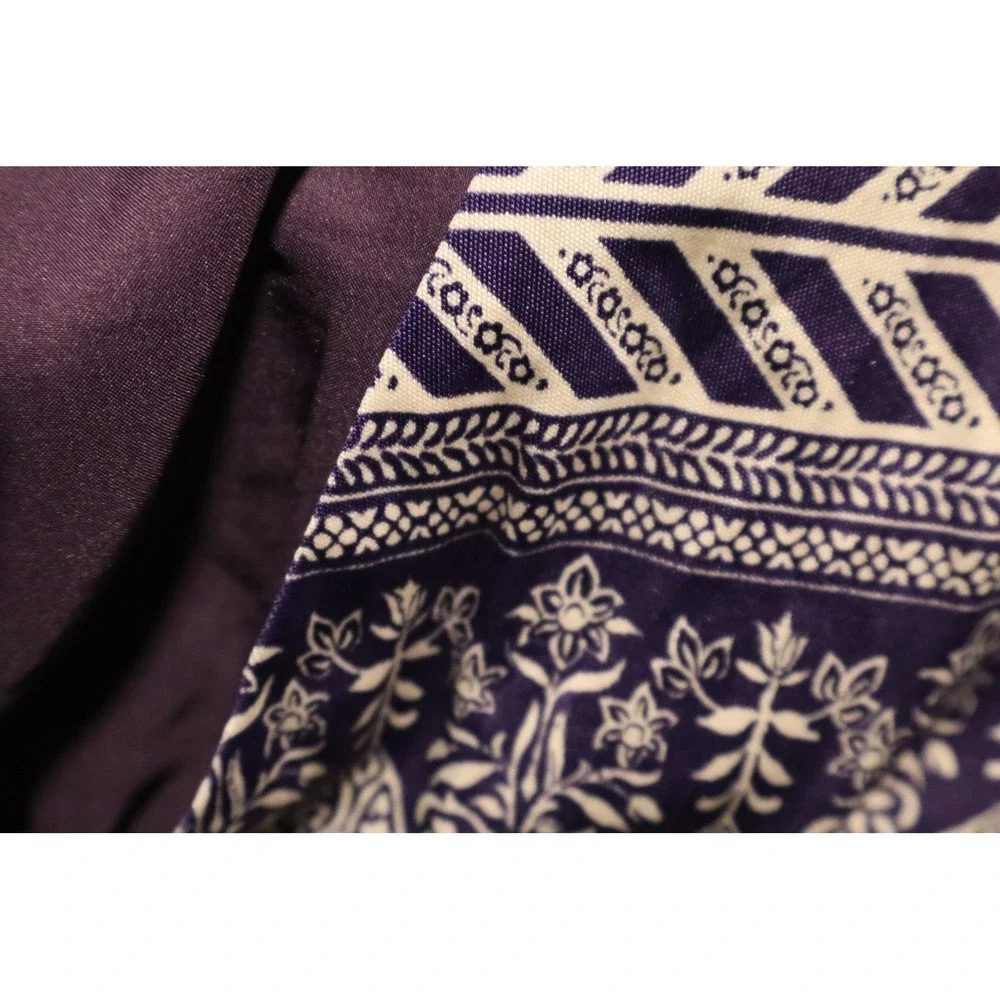 Tory Burch Purple Geometric Floral V-Neck Sleeveless Women dress Wrap Size S P